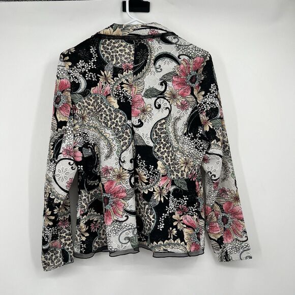 Niji of Waikiki Hawaiian Button Jacket M Art to Wear Floral Paisley Eyelets - Picture 8 of 12
